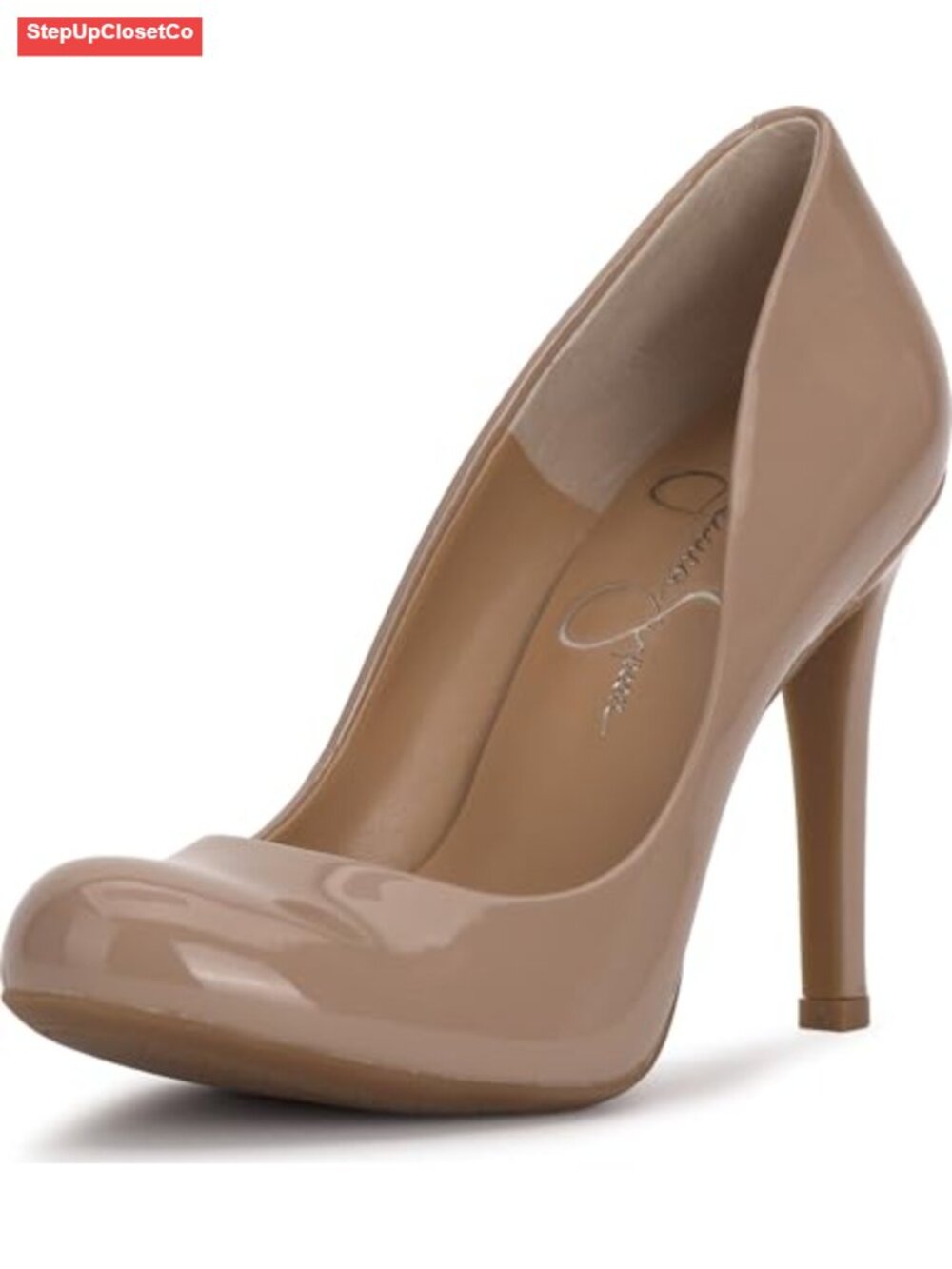 Almond Toe Stiletto Pump Faux Leather Pull-On Heel